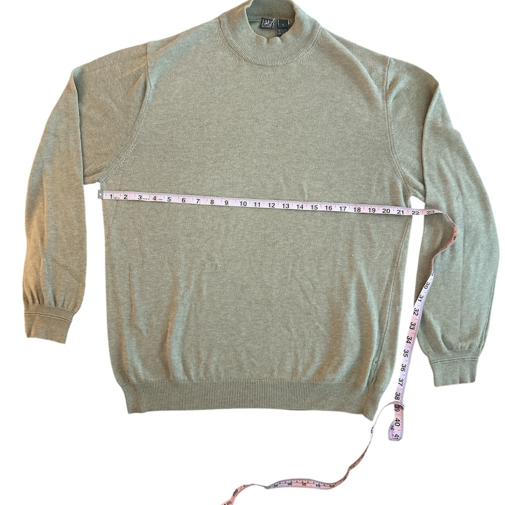 Saks Fifth Avenue Tan Brown sz L Cotton Blend Mock Neck Sweater EUC Stretch VTG - Picture 3 of 16